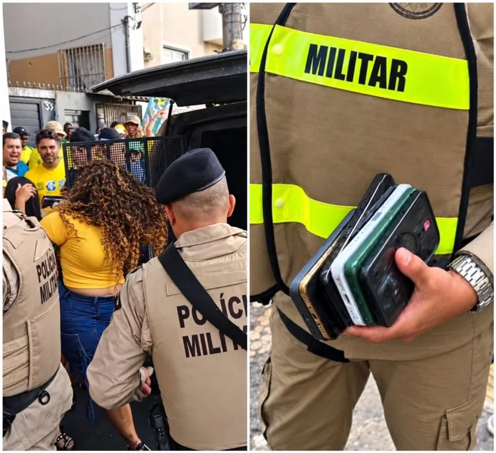 Imagem da matéria: Infiltradas, mulheres são presas após furtarem celulares em ato pró-Flávio Bolsonaro na Barra